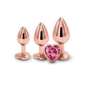Набор анальных пробок NS Novelties Rear Assets - Trainer Kit - Rose Gold - Pink Heart &mdash;  фото товара 1