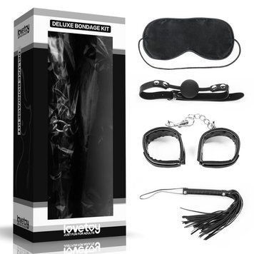 Набор для БДСМ-игр Lovetoy черный(маска, кляп, наручники), Черный - 1