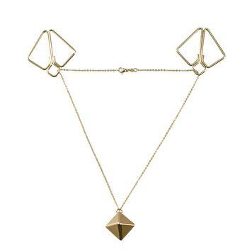 Зажимы для сосков с тяжелой подвеской LOCKINK Nipple Clamps with Heavy Pendant - Golden,  - 1