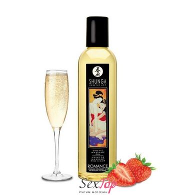 Массажное масло Shunga Romance - Sparkling Strawberry Wine (250 мл) натуральное увлажняющее SO2874 фото
