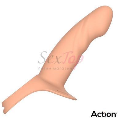 Ременной страпон для мужчин полый с петлей на мошонку телесного цвета Action Strap-On Hollow Dildo Premium размер S &mdash;  фото товара 7