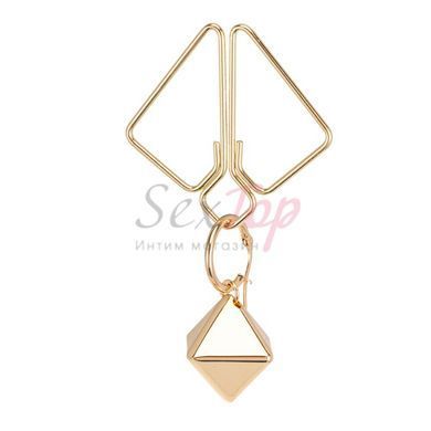 Затискачі для сосків з важкою підвіскою LOCKINK Nipple Clamps with Heavy Pendant - Golden - фото товару 8