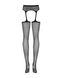 Сітчасті панчохи-стокінги з квітковим малюнком Obsessive Garter stockings S207 S/M/L, чорні, імітаці SO7266 фото 6
