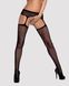 Сетчатые чулки-стокинги с цветочным рисунком Obsessive Garter stockings S207 S/M/L, черные, имитация SO7266 фото 1