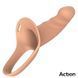 Ременной страпон для мужчин полый с петлей на мошонку телесного цвета Action Strap-On Hollow Dildo Premium размер S &mdash; фото 5 из 11