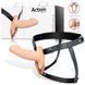 Ременной страпон для мужчин полый с петлей на мошонку телесного цвета Action Strap-On Hollow Dildo Premium размер S &mdash; фото 1 из 11