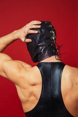 Закритий шкіряний капюшон D&A Deprivation mask Leather - фото товару 3