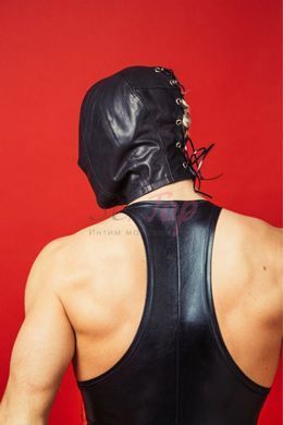 Закритий шкіряний капюшон D&A Deprivation mask Leather - фото товару 2