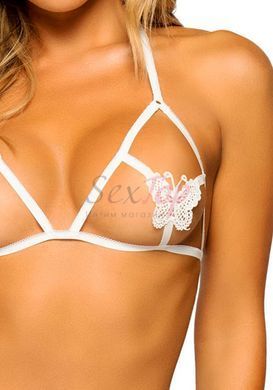 Еротичний комплект з відкритою чашкою Leg Avenue Open cup bra and pearl panty One Size White - фото товару 3