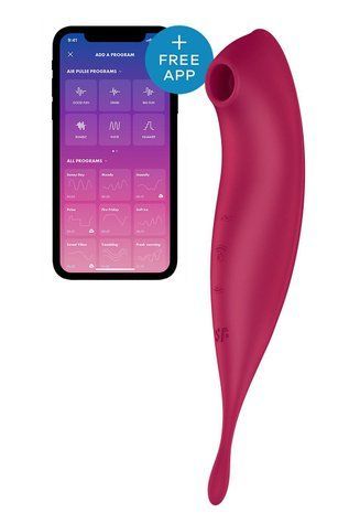 Смарт-вибратор для клитора с вакуумной стимуляцией Satisfyer Twirling Pro+ dark red &mdash;  фото товара 1