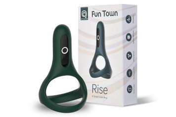 Подвійне ерекційне кільце Fun Town Rise Turquoise, керування зі смартфона, Зелений - 1