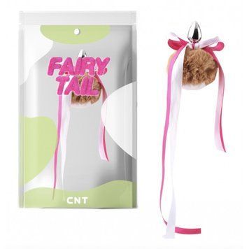 Анальна пробка з пухнастим коричневим хвостом Kitten Paw Fluffy Plug with Tail Khaki, серебро - 1