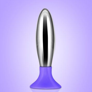 Анальна втулка металева з силіконовою вставкою Lovetoy Bobby, Фиолетовый - 1