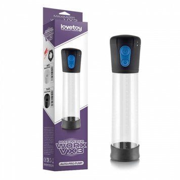 Вакуумна помпа для збільшення пеніса прозорого кольору Lovetoy Maximizer Worx VX3, Черный - 1