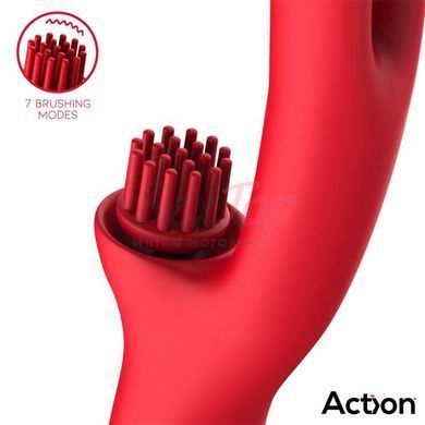 Двойной вибратор с отростком для клитора красный Action Bilma Vibe Brushing Clit Stimulator Alternating Function &mdash;  фото товара 4