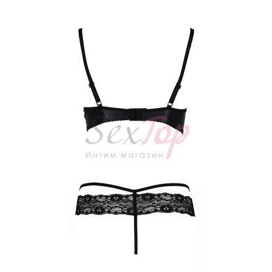 Комплект білизни Passion Exclusive NORTH SET L/XL, black, ліф і трусики з елементами під латекс - фото товару 6