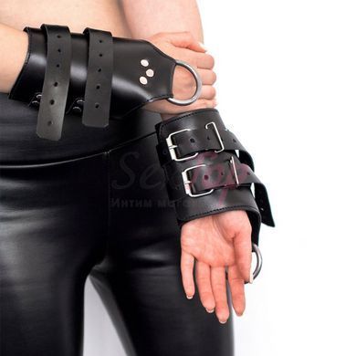 Манжети для підвісу за руки Art of Sex &ndash; Kinky Hand Cuffs For Suspension, чорні, натуральна шкіра - фото товару 3
