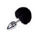 Металлическая анальная пробка Кроличий хвостик Alive Fluffy Plug L Black, диаметр 3,9 см SO6318 фото 1