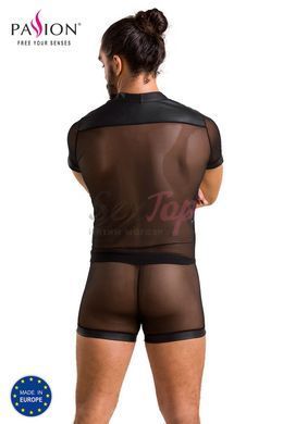 Комплект сітчастої чоловічої білизни Passion 052 SET MICHAEL 2XL/3XL black сорочка, боксери заклепки - фото товару 6