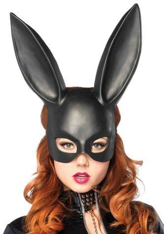 (SALE) Пластикова маска кролика Leg Avenue Masquerade Rabbit Mask, чорна, One Size, на резинці - фото товару 1