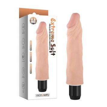 Вибратор реалистичный телесного цвета Extreme Soft Realistic Dildo Vibrator 8.8, Телесный - 1