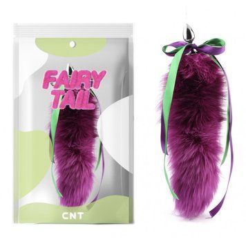 Анальна пробка з довгим фіолетовим хвостом Detachable Fluffy Fox Tail Plug, серебро - 1