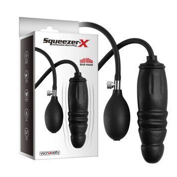 Надувний анальний затор чорного кольору Vscnovelty Squeezer-X Inflatable, Черный - 1