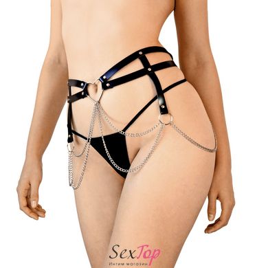 Кожаный пояс декорированный цепочками Art of Sex - Becky, размер XS-M, цвет Черный SO9641 фото