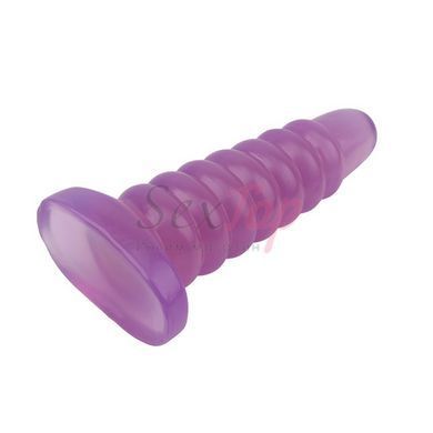 Анальная ребристая пробка на присоске фиолетового цвета Chisa Hi Rubber &mdash;  фото товара 4