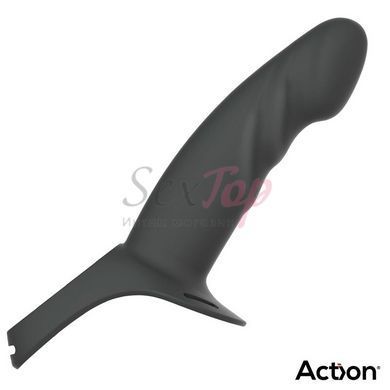 Ременной страпон для мужчин полый с петлей на мошонку черного цвета Action Strap-On Hollow Dildo Premium размер L &mdash;  фото товара 7