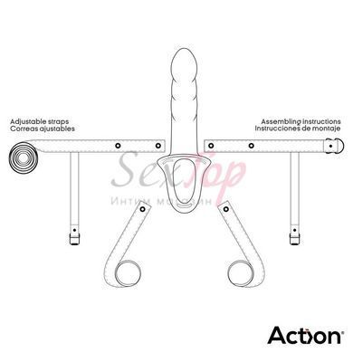 Ременной страпон для мужчин полый с петлей на мошонку черного цвета Action Strap-On Hollow Dildo Premium размер L &mdash;  фото товара 8