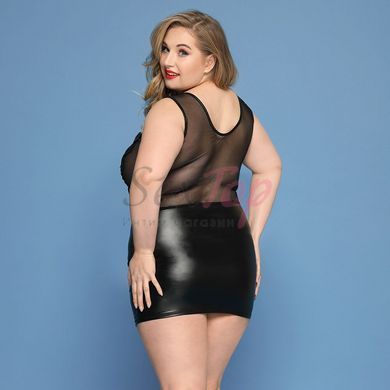 Элегантное платье JSY &laquo;Леди София&raquo; Plus Size, black, мелкая сетка, вышивка, экокожа &mdash;  фото товара 2