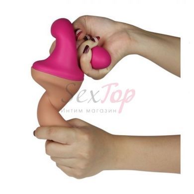 Двухсторонний фаллоимитатор силиконовый телесный Lovetoy &mdash;  фото товара 2
