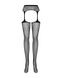 Сітчасті панчохи-стокінги з квітковим малюнком Obsessive Garter stockings S207 XL/XL, чорні, імітаці SO7267 фото 5