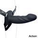 Ременной страпон для мужчин полый с петлей на мошонку черного цвета Action Strap-On Hollow Dildo Premium размер L &mdash; фото 4 из 11