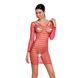 Бодістокінг-сукня з глибоким коміром Passion BS093 red, довгі рукави SO6398 фото 1