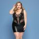Элегантное платье JSY &laquo;Леди София&raquo; Plus Size, black, мелкая сетка, вышивка, экокожа &mdash; фото 1 из 2