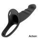 Ременной страпон для мужчин полый с петлей на мошонку черного цвета Action Strap-On Hollow Dildo Premium размер L &mdash; фото 5 из 11