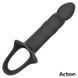Ременной страпон для мужчин полый с петлей на мошонку черного цвета Action Strap-On Hollow Dildo Premium размер L &mdash; фото 6 из 11