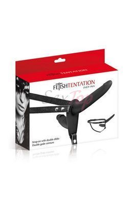 Подвійний страпон Fetish Tentation Strap-On with Double Dildo Black - фото товару 3