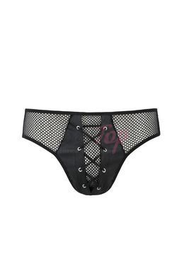 Чоловічі труси зі шнурівкою Passion 035 SLIP RICHARD S/M Black, екошкіра, сітка - фото товару 3