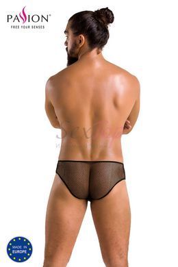 Чоловічі труси зі шнурівкою Passion 035 SLIP RICHARD S/M Black, екошкіра, сітка - фото товару 6
