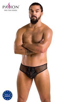 Чоловічі труси зі шнурівкою Passion 035 SLIP RICHARD S/M Black, екошкіра, сітка - фото товару 5