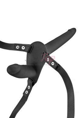 Подвійний страпон Fetish Tentation Strap-On with Double Dildo Black - фото товару 2