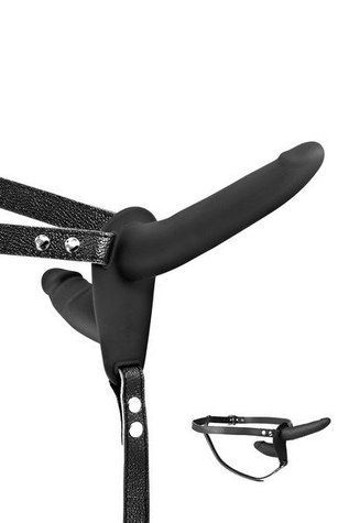 Двойной страпон Fetish Tentation Strap-On with Double Dildo Black &mdash;  фото товара 1