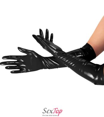 Глянсові вінілові рукавички Art of Sex - Lora, розмір M, колір Чорний SO6605 фото