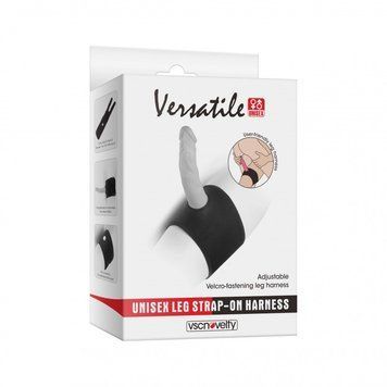 Трусики для страпону з фіксатором на ногу чорні Vscnovelty Versatile Unisex Leg Strap-On Harness, Черный - 1