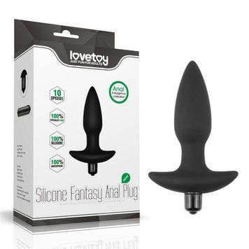 Силиконовая анальная пробка с вибрацией Lovetoy черный, Черный - 1