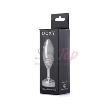 Металева анальна пробка DOXY Butt Plug RIBBED, ребриста, діаметр 3,3 см - фото товару 5