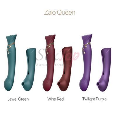 Смартвибратор 3в1 Zalo &mdash; Queen Wine Red, пульсирующая жемчужина и вакуум, кристалл Swarovski &mdash;  фото товара 9